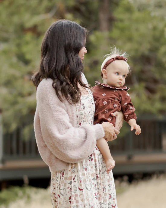 Rylee + Cru Women's Fuzzy Cardigan in Blush