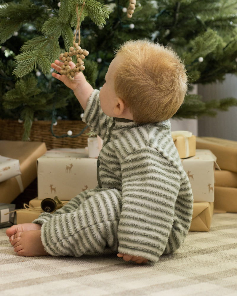 Rylee + Cru Fuzzy Winter Jumpsuit in Evergreen Stripe
