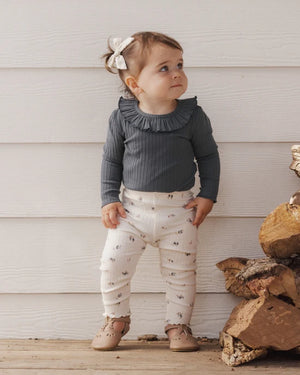 Rylee + Cru Ruffle Collar Bodysuit in Midnight