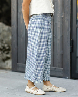 Rylee + Cru Wide Leg Pant in Marine Gingham
