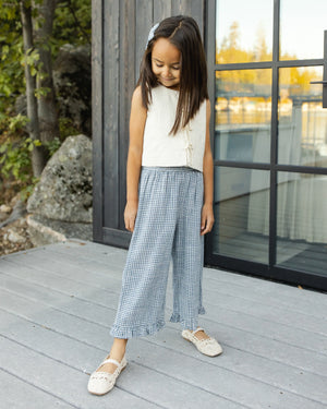 Rylee + Cru Wide Leg Pant in Marine Gingham