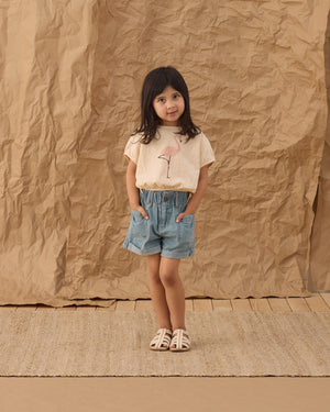 Rylee + Cru Cropped Cinch Tee in Flamingo