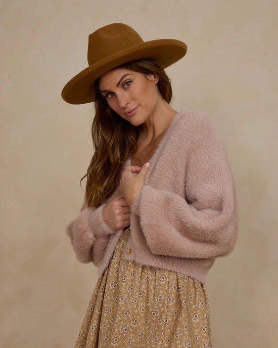 Rylee + Cru Women's Fuzzy Cardigan in Blush