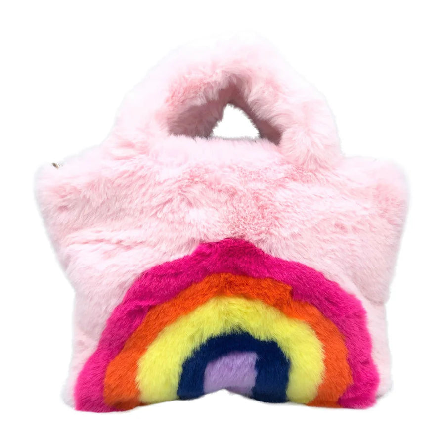 Malibu Sugar Fuzzy Rainbow Purse in Pink