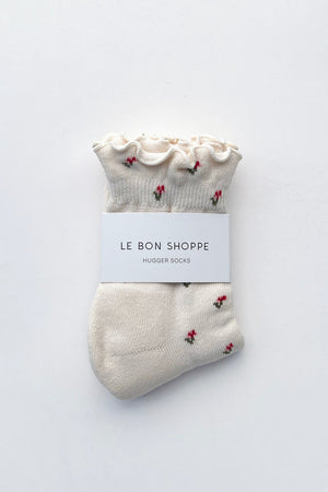 Le Bon Shoppe Petal Ruffled Hugger Socks in Cream
