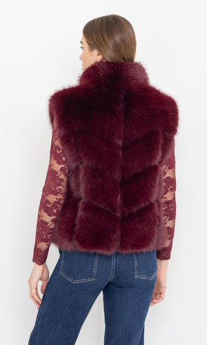 Generation Love Rosario Faux Fur Vest in Cabernet
