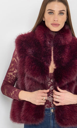 Generation Love Rosario Faux Fur Vest in Cabernet