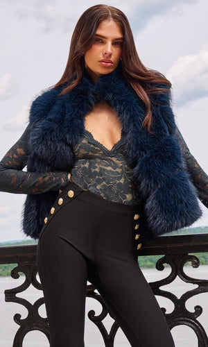 Generation Love Rosario Faux Fur Vest in Peacock