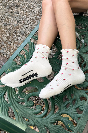 Le Bon Shoppe Petal Ruffled Hugger Socks in Cream