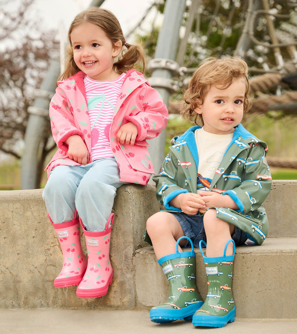 Hatley Cherries Snap Raincoat in Peony Pink