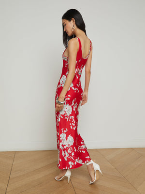 L'Agence Akiya Tank Dress in Red/Ivory Large Ikebana