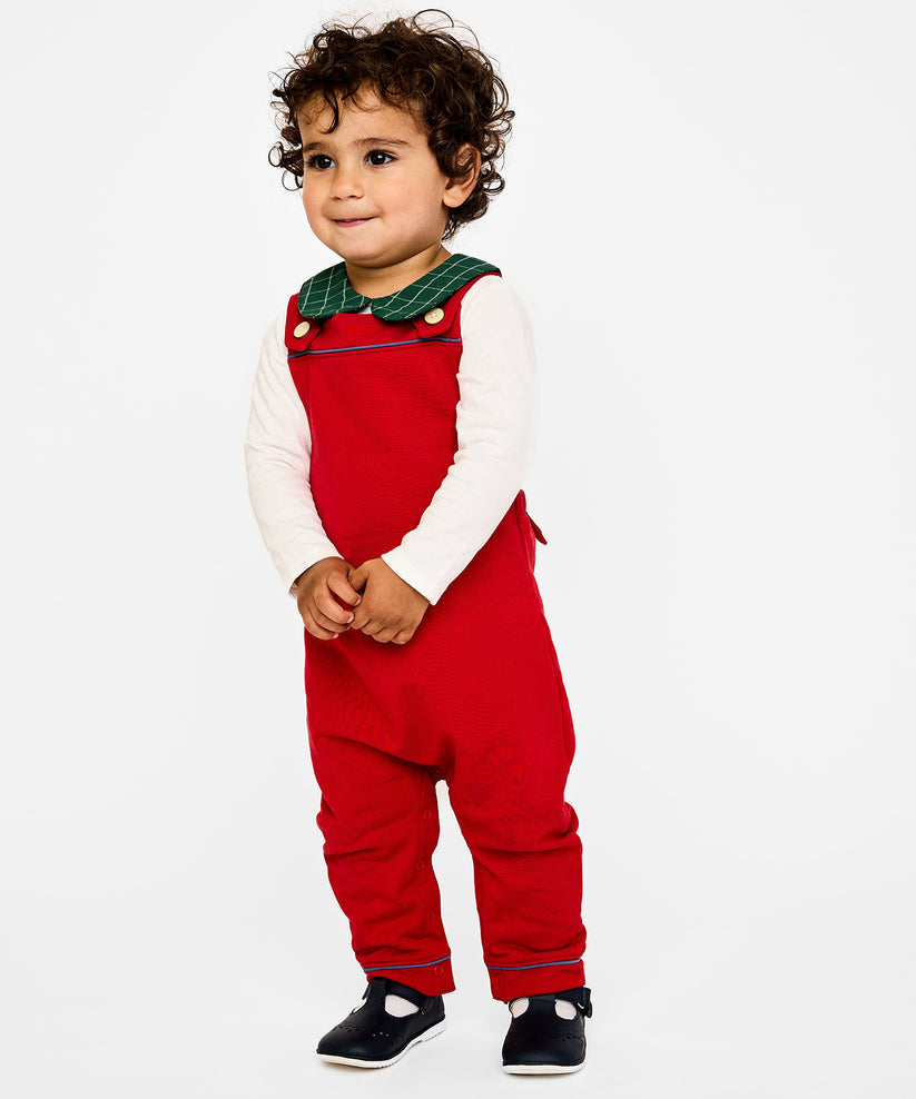 Oso & Me Peter Pan Onesie with Green Holiday Plaid
