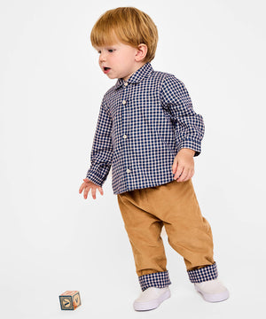 Oso & Me Jeffie Shirt in Marine Tiny Check