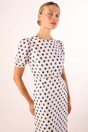 Misa Blanche Dress in Polka Dot Poplin