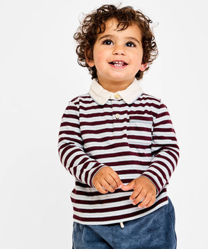 Oso & Me Parker Polo in Burgundy Triple Stripe