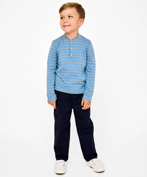 Oso & Me Henley T-Shirt in Blue Fine Stripe