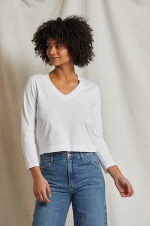 perfectwhitetee Sinatra Long Sleeve Ringspun Tee in White