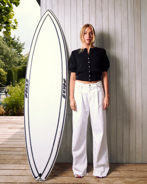 Colorush Baja Bliss Puff Button Top in Black