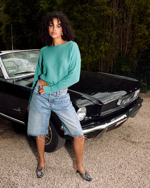 Colorush Amara Seastar Boatneck Crew in Venetian Green