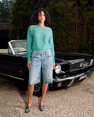 Colorush Amara Seastar Boatneck Crew in Venetian Green