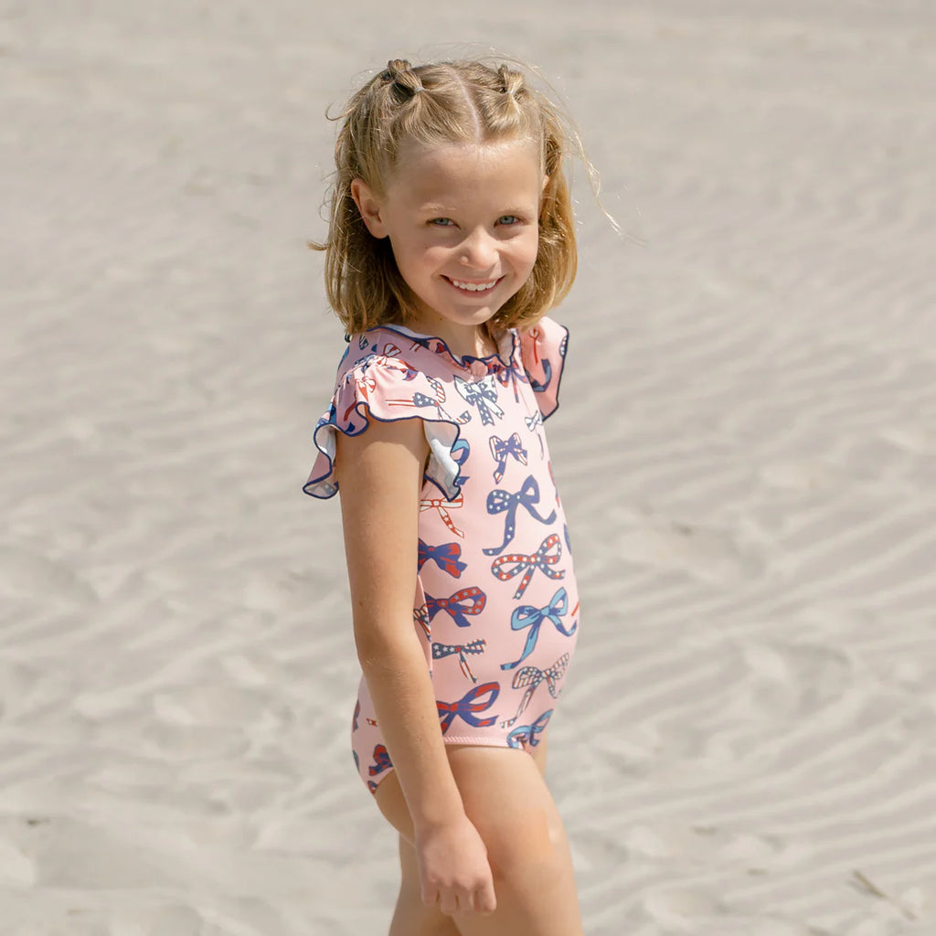 Pink Chicken Jennifer Swimsuit in Pink Patriotic Bows