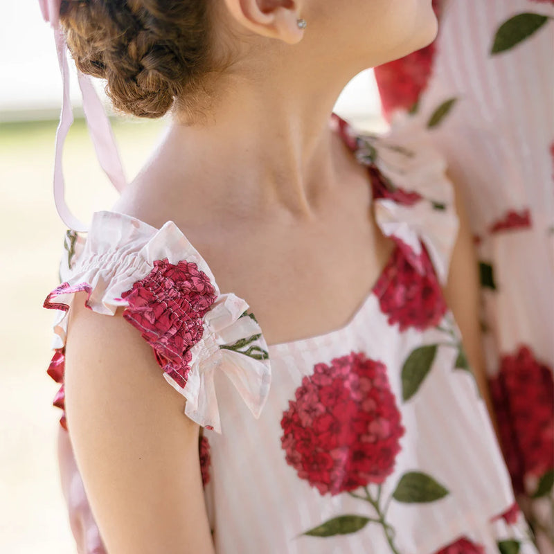 Pink Chicken Via Dress in Pink Stripe Hydrangeas