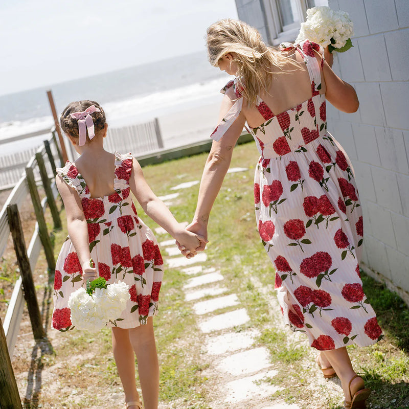 Pink Chicken Women's Sierra Dress in Pink Stripe Hydrangeas