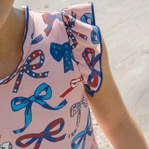 Pink Chicken Jennifer Swimsuit in Pink Patriotic Bows