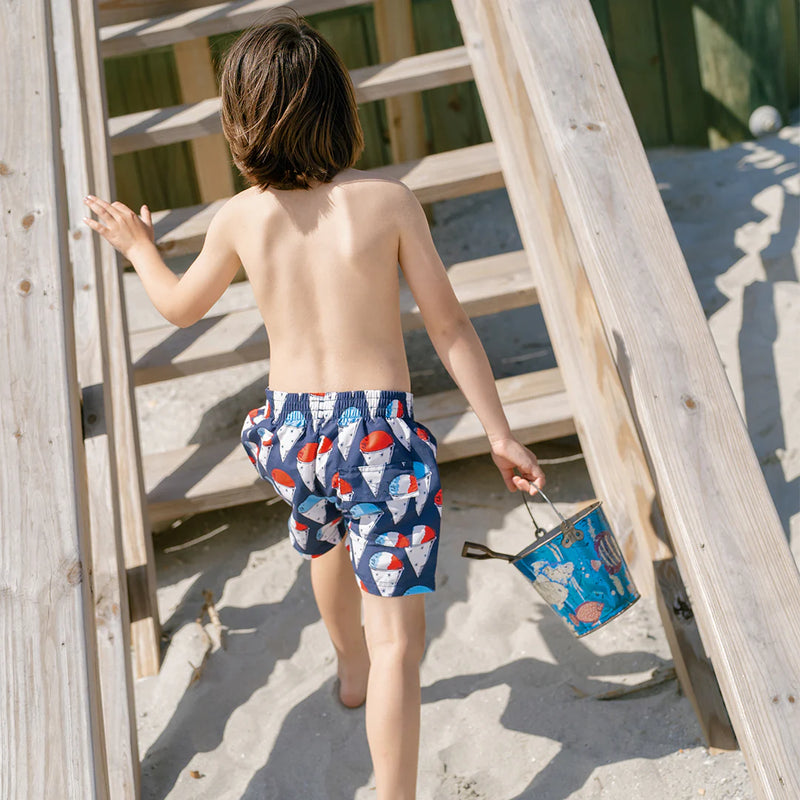 Pink Chicken Boy's Swim Trunk in Snow-Cones