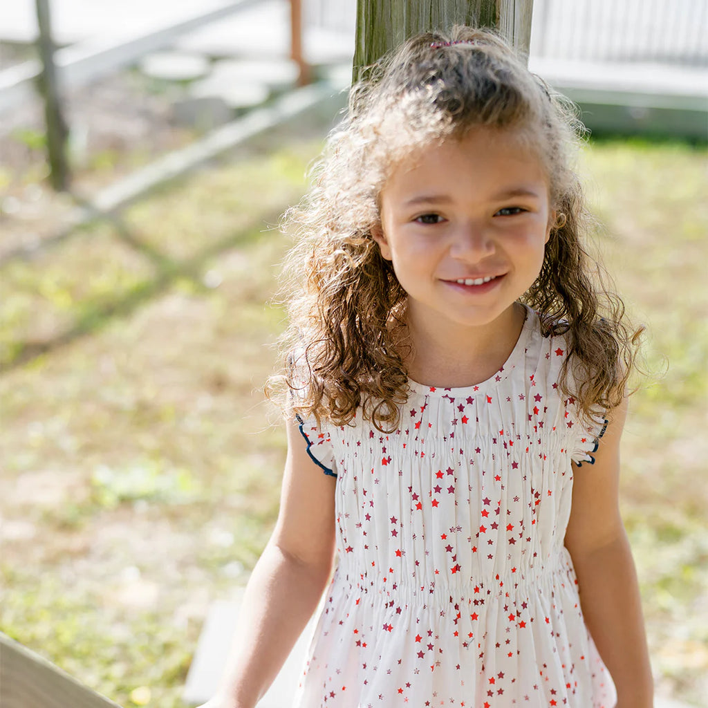 Pink Chicken Waverly Dress in Red Ditsy Stars