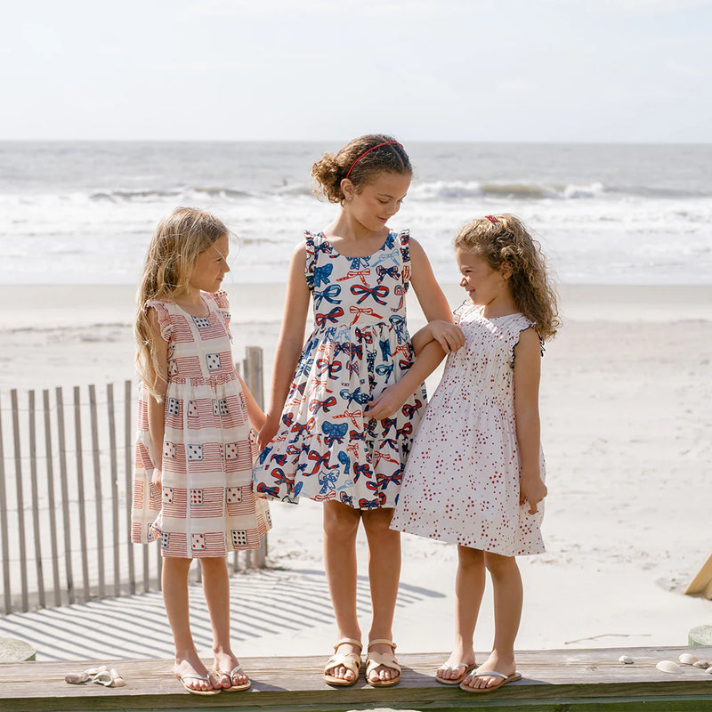 Pink Chicken Waverly Dress in Red Ditsy Stars