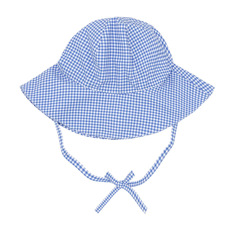 Minnow Sun Hat in Baby Blue Micro Gingham