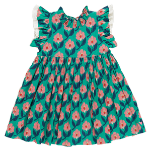 Pink Chicken Leila Dress in Green Ikat Floral