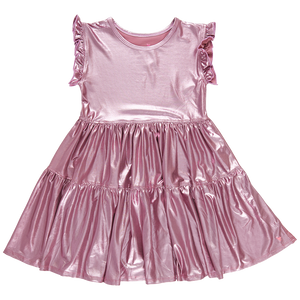 Pink Chicken Polly Dress in Light Pink Lamé