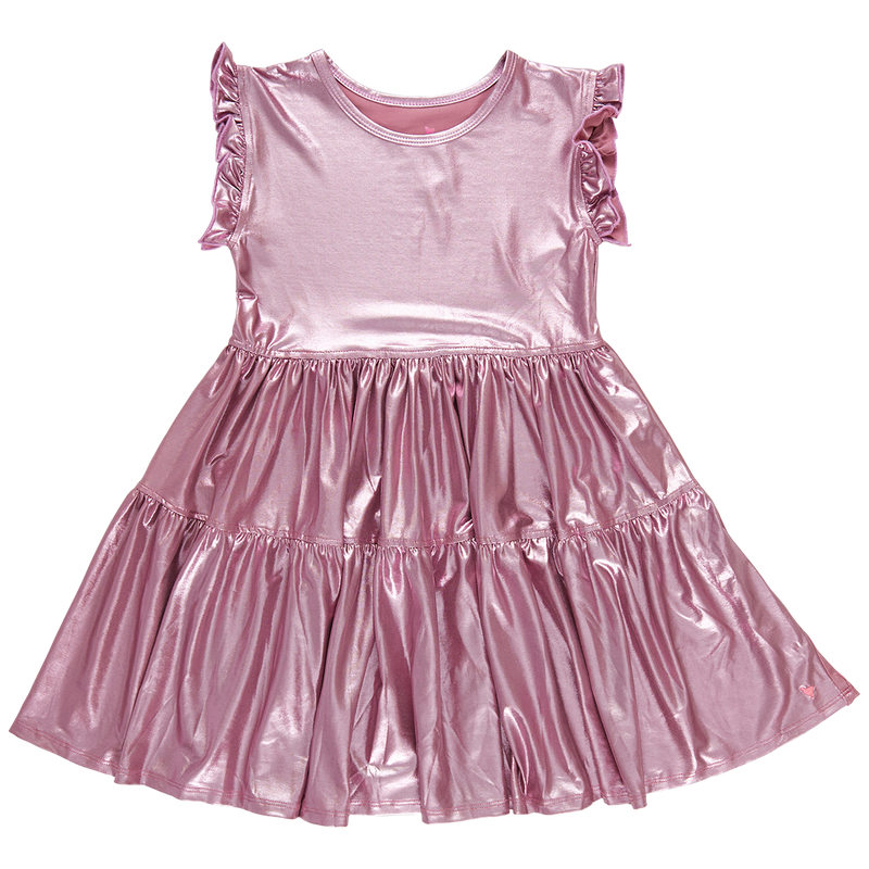 Pink Chicken Polly Dress in Light Pink Lamé