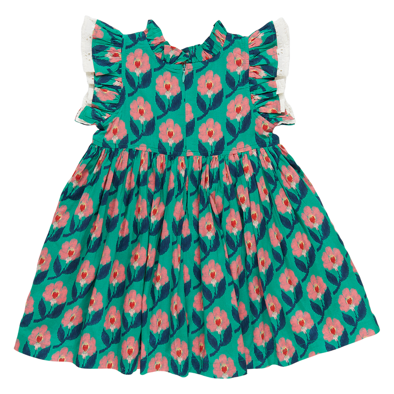 Pink Chicken Leila Dress in Green Ikat Floral