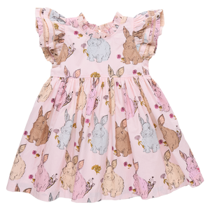 Pink Chicken Jennifer Double Ruffle Dress in Vintage Bunnies