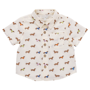 Pink Chicken Boys Jack Shirt in Dachshunds in Sweaters