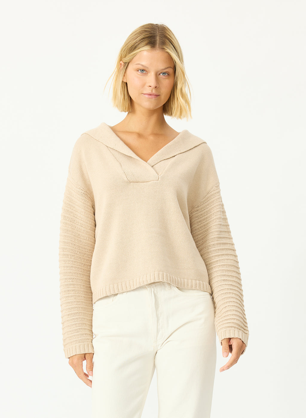 Stitches + Stripes Quincy Hooded Sweater in Grain