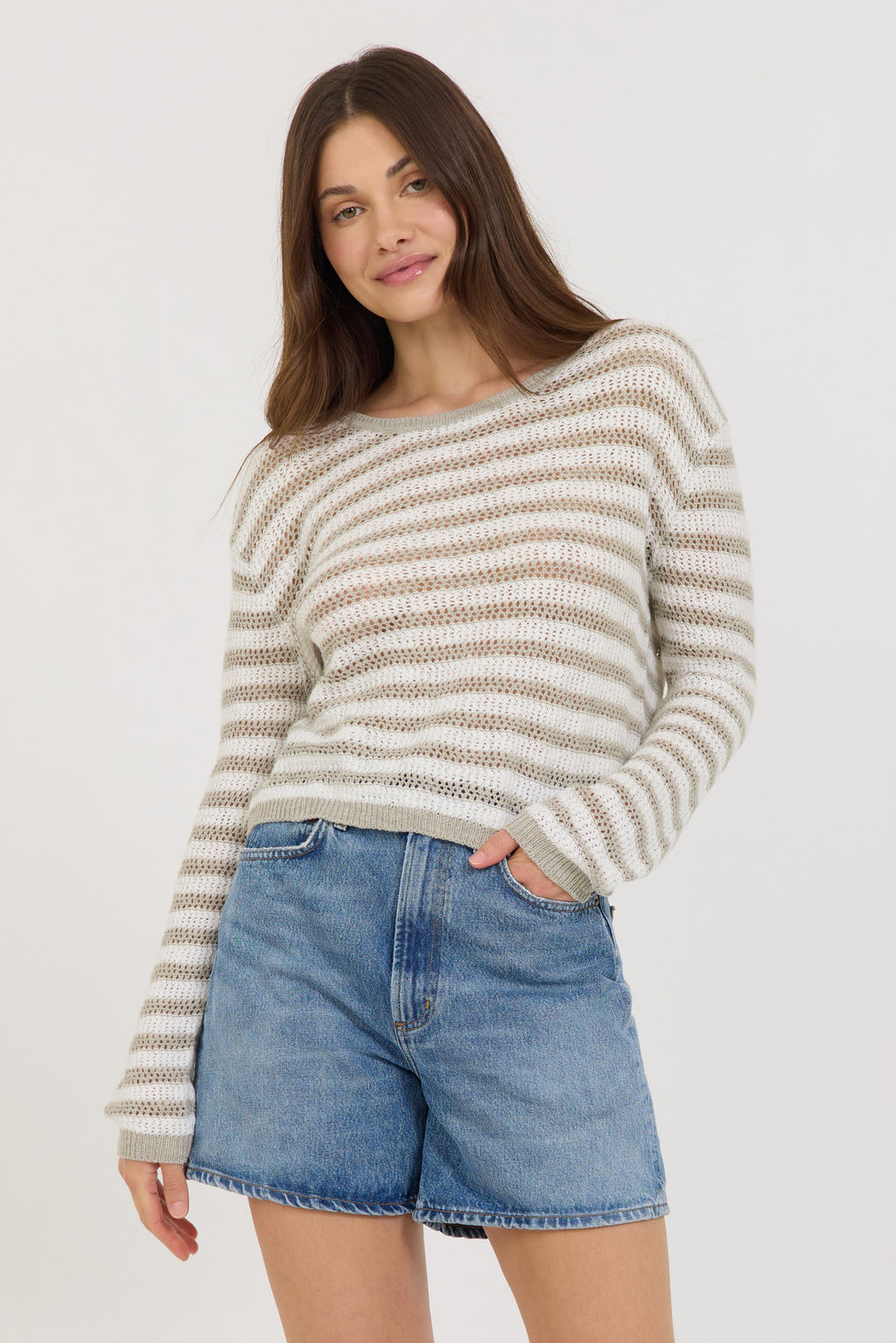 Stitches + Stripes Keller Stripe Pullover in Dove Combo