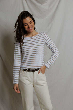 Driftwood/ White Stripe