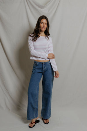 T320-J25-Parker - jersey stripe drop shoulder long sleeve