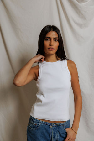 T359-Daphne - structured rib high neck tank