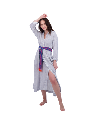 Mer St Barth Women's Anais Button Front Shirtdress Marine Stripe