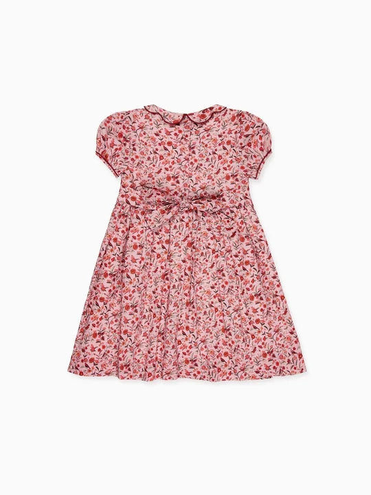 La Coqueta Scarlett Hand Smocked Fish in Pink Bird Floral