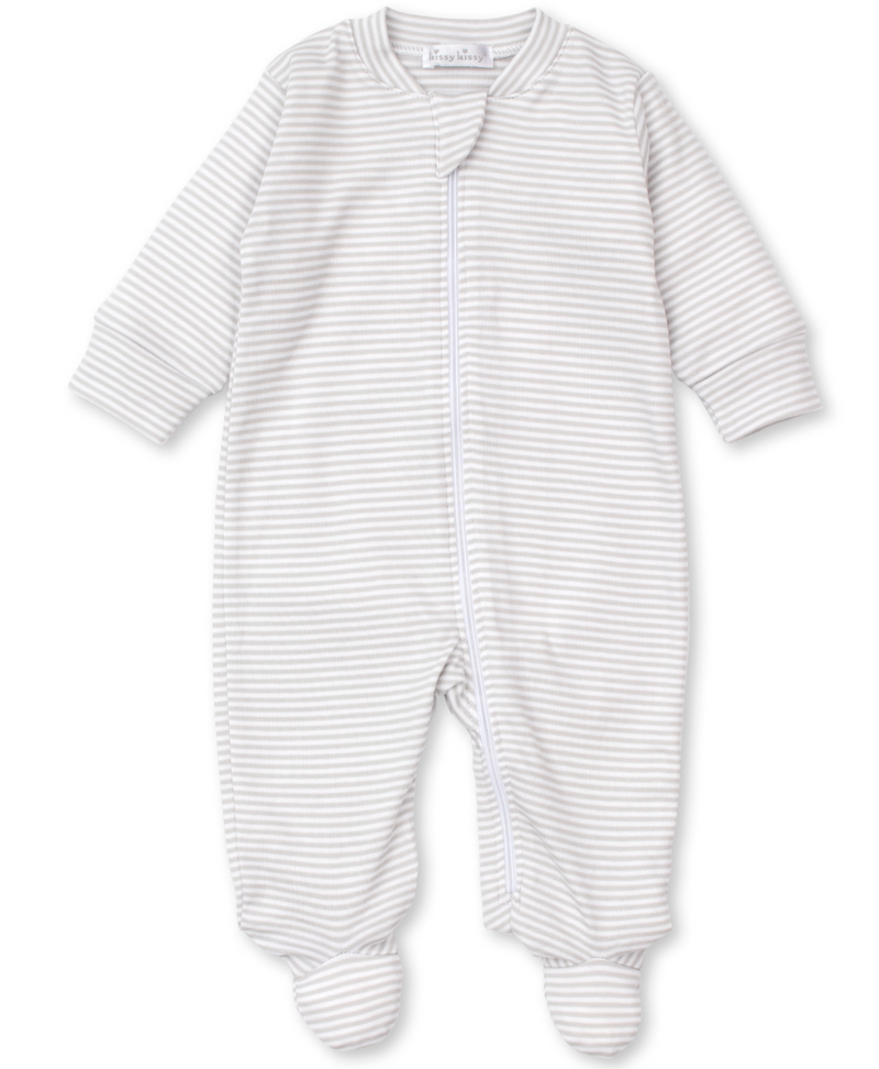 Kissy Kissy Simple Stripes Footie in Silver