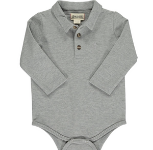 Me & Henry Seymour Polo Onesie in Grey Pique