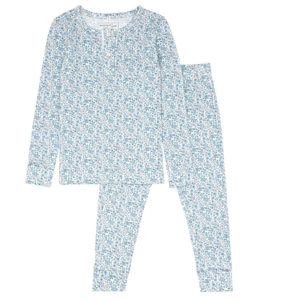 Minnow Kids Pajama Set in Slate Floral