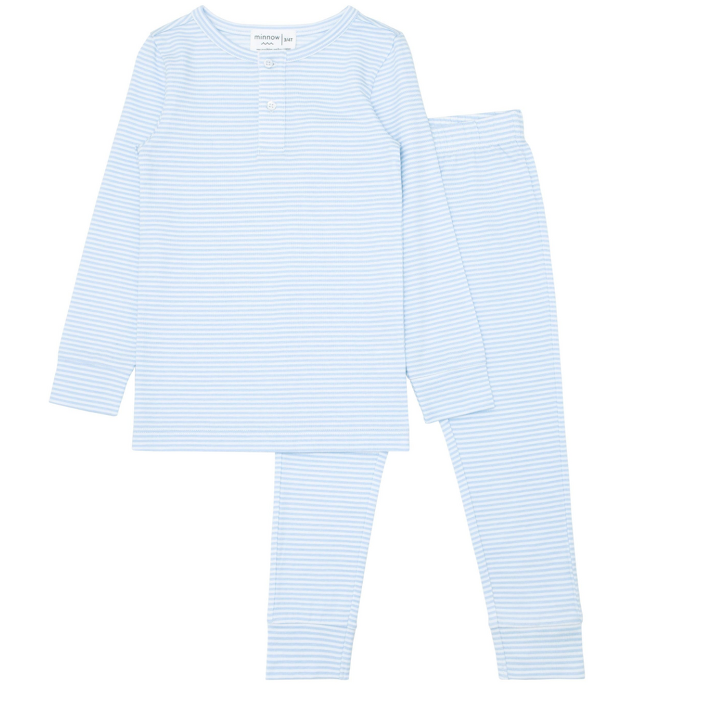 Minnow Kids Pajama Set in Powder Blue Stripe