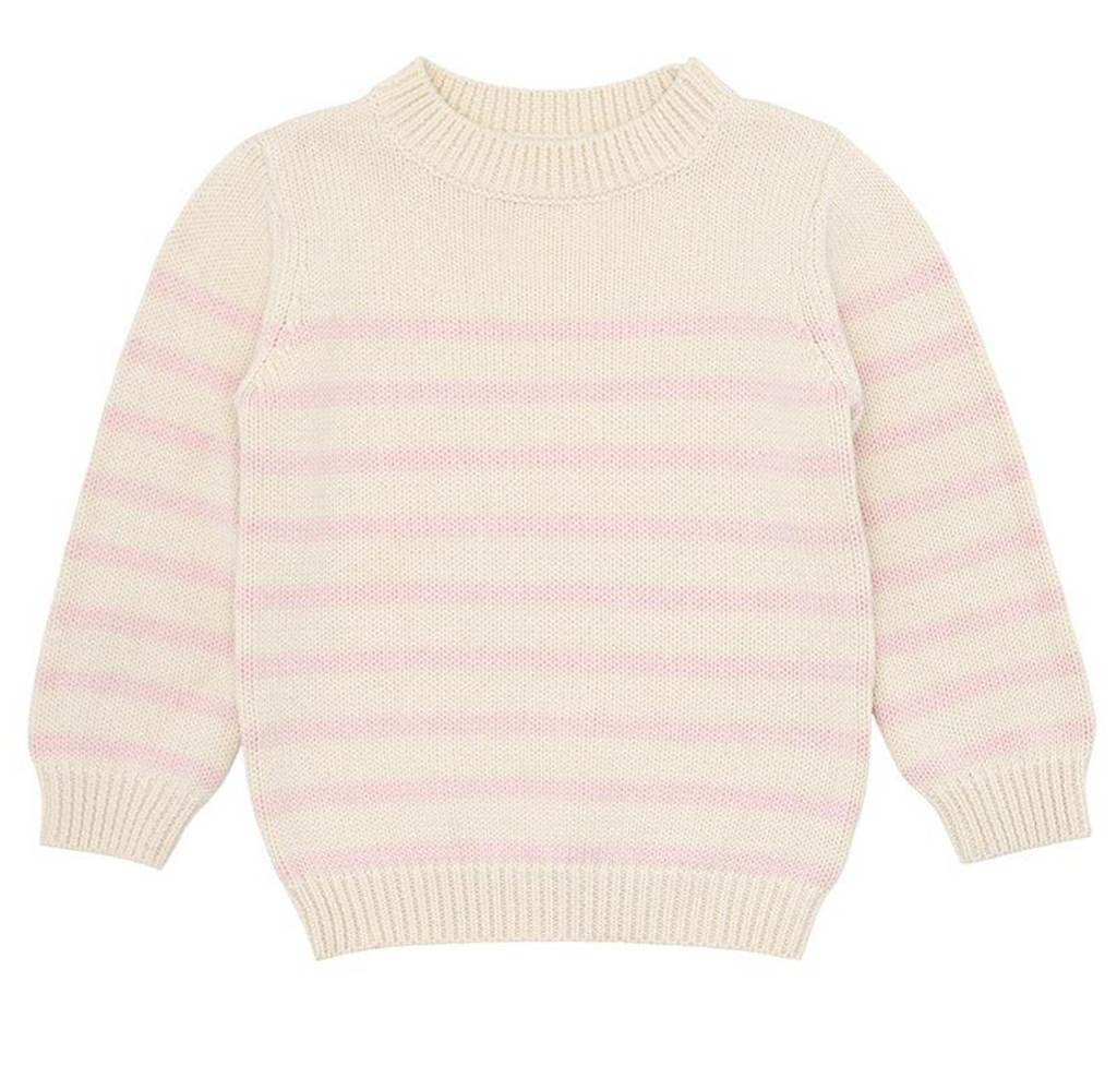 Minnow Stripe Sweater in Cream/Pink